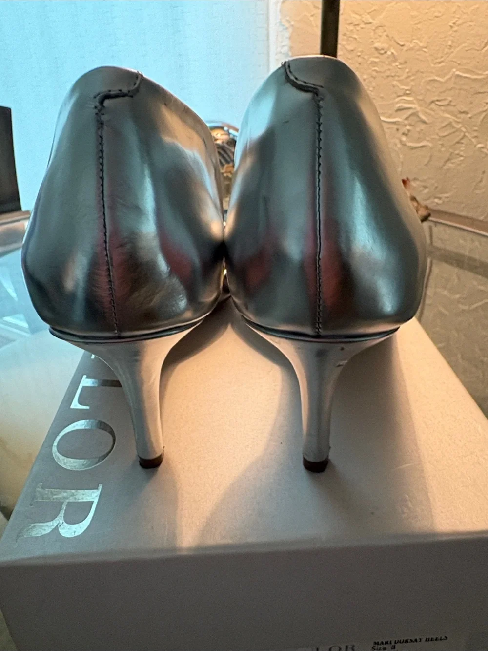 Ann Taylor Silver Pointed-Toe D'Orsay Heels